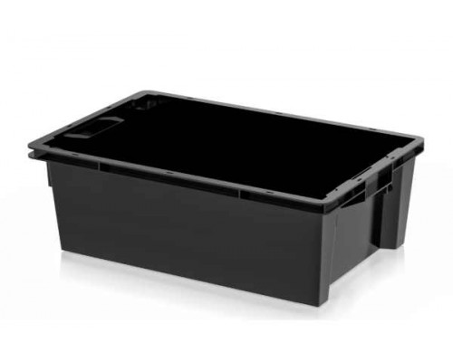 Ящик универсальный пищевой конусный сплошной, черный - 600х400х200мм