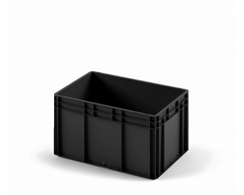Пластиковый ящик, черный с гладким дном (ЕС-6432) - 600х400х320мм