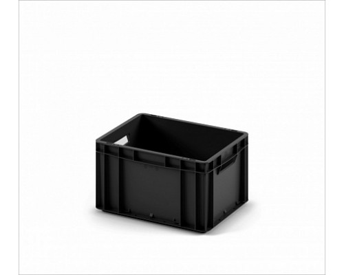 Пластиковый ящик, черный с гладким дном 400х300х220мм (EC-4322)